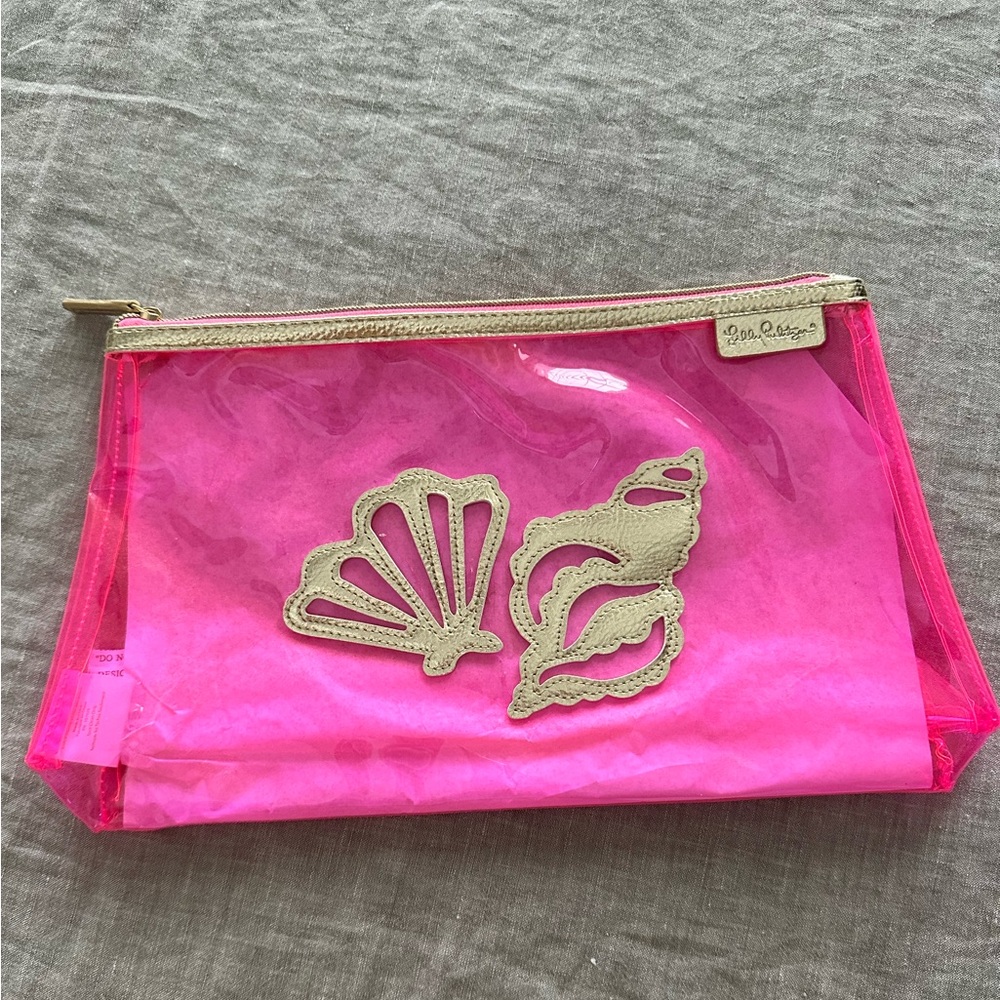 Lilly Pulitzer pink clear bag